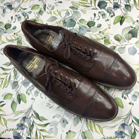 Stacy Adams Biscuit Brown Madison Oxford Shoes 12 2E Wide - Picture 1 of 8